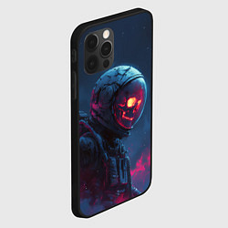 Чехол для iPhone 12 Pro Max Скелет космонавта под луной, цвет: 3D-черный — фото 2