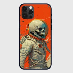 Чехол для iPhone 12 Pro Max Скелет космонавт и краска на фоне, цвет: 3D-черный