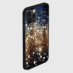 Чехол для iPhone 12 Pro Max Золотые блестки на черно-синем фоне, цвет: 3D-черный — фото 2