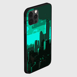 Чехол для iPhone 12 Pro Max Стилизованный город бирюзовый, цвет: 3D-черный — фото 2