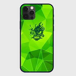 Чехол для iPhone 12 Pro Max Cyberpunk 2077 green poly, цвет: 3D-черный