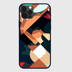 Чехол для iPhone 12 Pro Max Сине-бежевый абстракция, цвет: 3D-черный