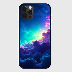 Чехол для iPhone 12 Pro Max Неоновые космические облака, цвет: 3D-черный