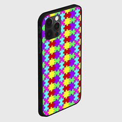Чехол для iPhone 12 Pro Max Яркие паттерн разноцветный пазл, цвет: 3D-черный — фото 2