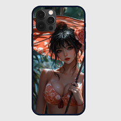 Чехол iPhone 12 Pro Max Азиатская девушка с зонтом