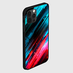Чехол для iPhone 12 Pro Max Синяя и красная краска на черном, цвет: 3D-черный — фото 2