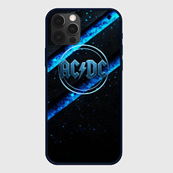 Чехол для iPhone 12 Pro Max ACDC черно-синяя текстура, цвет: 3D-черный