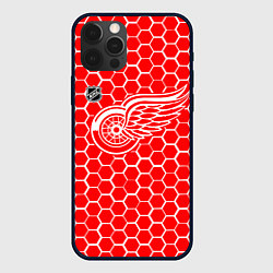 Чехол для iPhone 12 Pro Max Детройт Ред Уингз - красные соты, цвет: 3D-черный