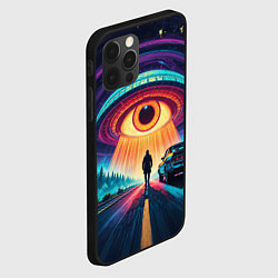 Чехол для iPhone 12 Pro Max НЛО в форме глаза и человек на дороге, цвет: 3D-черный — фото 2