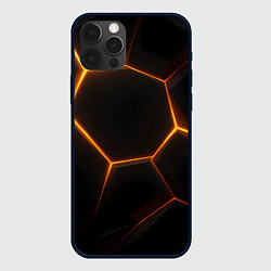 Чехол для iPhone 12 Pro Max Черная объемная текстура с неоном, цвет: 3D-черный