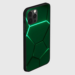 Чехол для iPhone 12 Pro Max Зеленые плиты с неоном, цвет: 3D-черный — фото 2