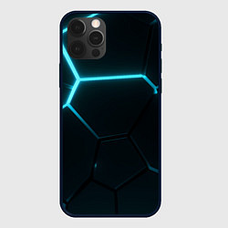 Чехол для iPhone 12 Pro Max Синие плиты с неоном, цвет: 3D-черный