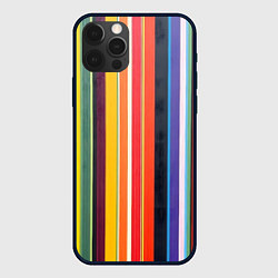Чехол для iPhone 12 Pro Max Разноцветная полоска, цвет: 3D-черный