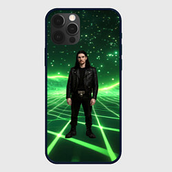 Чехол iPhone 12 Pro Max Bones в зеленом полигоне