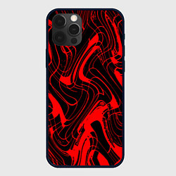 Чехол для iPhone 12 Pro Max Чёрный с красным искажённая абстракция, цвет: 3D-черный
