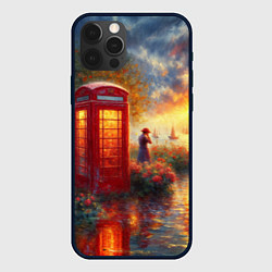 Чехол для iPhone 12 Pro Max Пейзаж с красной телефонной будкой, цвет: 3D-черный