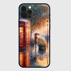 Чехол для iPhone 12 Pro Max Красная телефонная будка на набережной, цвет: 3D-черный