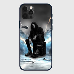 Чехол iPhone 12 Pro Max Bones на фоне молний