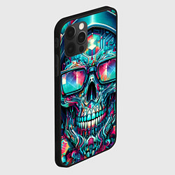 Чехол для iPhone 12 Pro Max Кибер череп в балахоне и очках - нейроарт фантазия, цвет: 3D-черный — фото 2