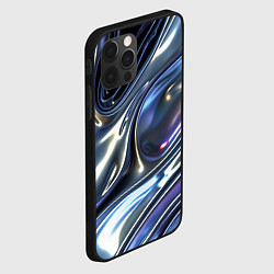 Чехол для iPhone 12 Pro Max Серебро жидкий металл, цвет: 3D-черный — фото 2