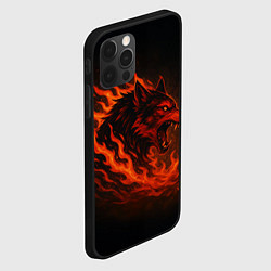 Чехол для iPhone 12 Pro Max Инфернальный волк, цвет: 3D-черный — фото 2