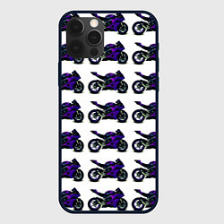 Чехол для iPhone 12 Pro Max Motorcycle purple gloss, цвет: 3D-черный