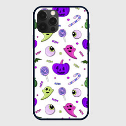 Чехол для iPhone 12 Pro Max Halloween purple pumpkin pattern, цвет: 3D-черный