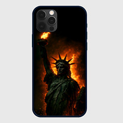 Чехол для iPhone 12 Pro Max Статуя свободы в огне, цвет: 3D-черный
