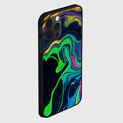 Чехол для iPhone 12 Pro Max Разводы и переливы разноцветной краски, цвет: 3D-черный — фото 2