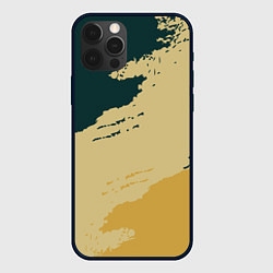 Чехол для iPhone 12 Pro Max Желто-зеленые абстрактные полосы, цвет: 3D-черный