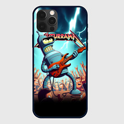 Чехол для iPhone 12 Pro Max Бендер рок гитарист - группа Футурама, цвет: 3D-черный