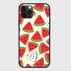 Чехол для iPhone 12 Pro Max Арбузный паттерн, цвет: 3D-черный