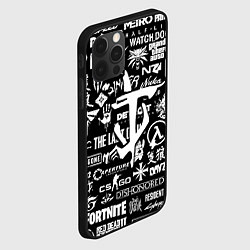 Чехол для iPhone 12 Pro Max Doom логотипы всех игр, цвет: 3D-черный — фото 2