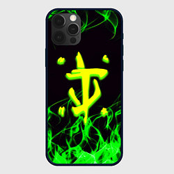 Чехол для iPhone 12 Pro Max Doom кислотное лого, цвет: 3D-черный