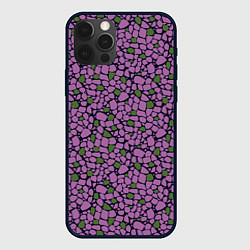 Чехол для iPhone 12 Pro Max Мозаичный мелкий узор фиолетовый с зелеными вкрапл, цвет: 3D-черный