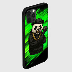 Чехол для iPhone 12 Pro Max Панда рэпер с микрофоном, цвет: 3D-черный — фото 2