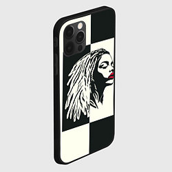 Чехол для iPhone 12 Pro Max Девушка с дредами на темно-зеленом, цвет: 3D-черный — фото 2