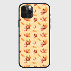 Чехол для iPhone 12 Pro Max Хеллоуин с тыквой и листьями, цвет: 3D-черный