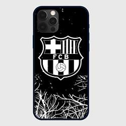 Чехол для iPhone 12 Pro Max Barcelona деревья белые ночь, цвет: 3D-черный