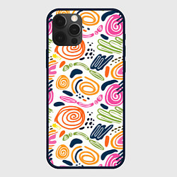 Чехол для iPhone 12 Pro Max Яркие спирали, цвет: 3D-черный