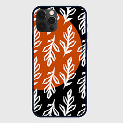 Чехол для iPhone 12 Pro Max Паттерн с угловатыми листьями, цвет: 3D-черный