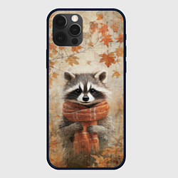 Чехол для iPhone 12 Pro Max Осенней енот в шарфе, цвет: 3D-черный