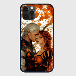 Чехол для iPhone 12 Pro Max Геральт и Трисс осенняя листва, цвет: 3D-черный