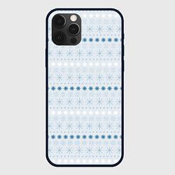 Чехол для iPhone 12 Pro Max Белые и синие снежинки на светлом голубом, цвет: 3D-черный
