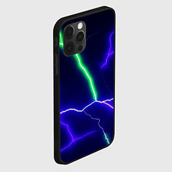 Чехол для iPhone 12 Pro Max Multicolored lightning, цвет: 3D-черный — фото 2