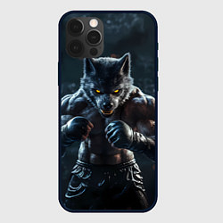 Чехол для iPhone 12 Pro Max Волк боец в перчатках, цвет: 3D-черный