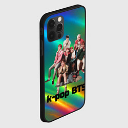 Чехол для iPhone 12 Pro Max BTS радужный блестящий фон, цвет: 3D-черный — фото 2