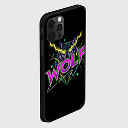 Чехол для iPhone 12 Pro Max Голова волка со светящимися желтыми глазами, цвет: 3D-черный — фото 2