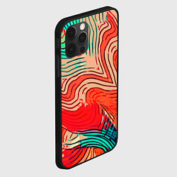 Чехол для iPhone 12 Pro Max Красно-зелёный полосатая абстракция, цвет: 3D-черный — фото 2