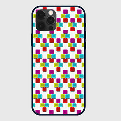 Чехол для iPhone 12 Pro Max Цветные блоки на белом, цвет: 3D-черный